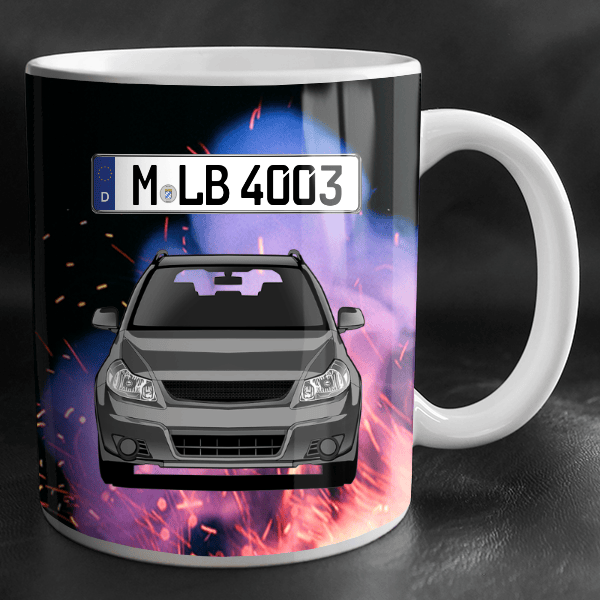 SX4 Tasse personalisiert mit Wunsch - Auto u. Kennzeichen!