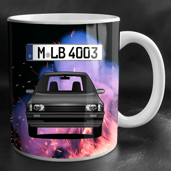 121 Tasse personalisiert mit Wunsch - Auto u. Kennzeichen!