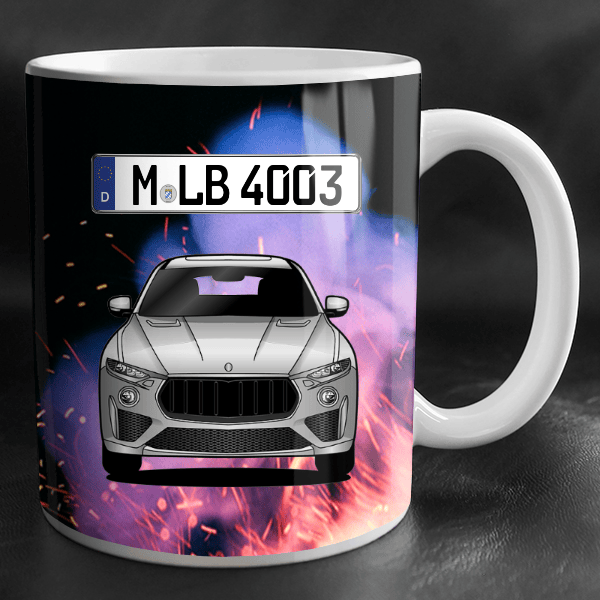 Levante Trofeo Tasse personalisiert mit Wunsch - Auto u. Kennzeichen!
