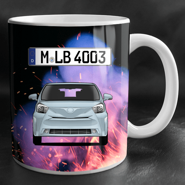 IQ Tasse personalisiert mit Wunsch - Auto u. Kennzeichen!