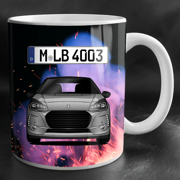 DS3 Tasse personalisiert mit Wunsch - Auto u. Kennzeichen!