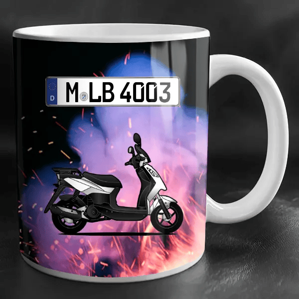 Orbit 2 Tasse personalisiert mit Wunsch - Motorrad u. Kennzeichen!