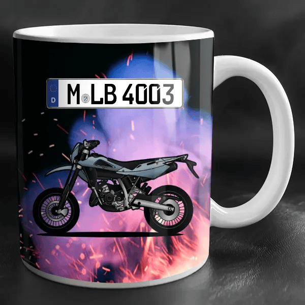 SM 125 Tasse personalisiert mit Wunsch - Motorrad u. Kennzeichen!