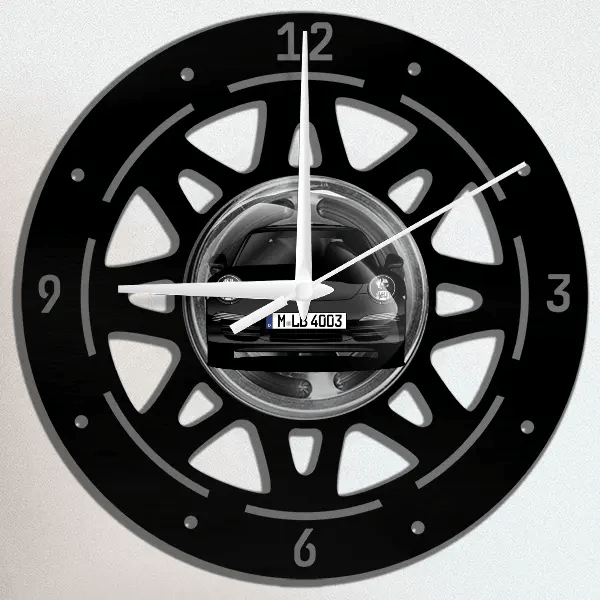 911 991 Wanduhr personalisiert mit deinem Auto u. Kennzeichen!