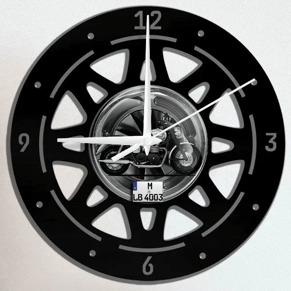 Bonneville T100 Wanduhr personalisiert mit deinem Motorrad u. Kennzeichen!
