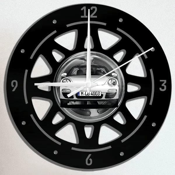 911 997.2 Carrera S Cabriolet Wanduhr personalisiert mit deinem Auto u. Kennzeichen!