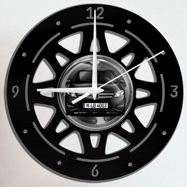 B-Klasse Wanduhr personalisiert mit deinem Auto u. Kennzeichen!