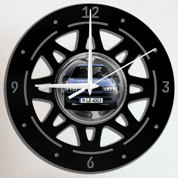 80 Wanduhr personalisiert mit deinem Auto u. Kennzeichen!