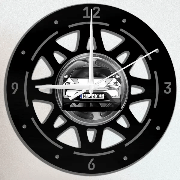 4 Wanduhr personalisiert mit deinem Auto u. Kennzeichen!
