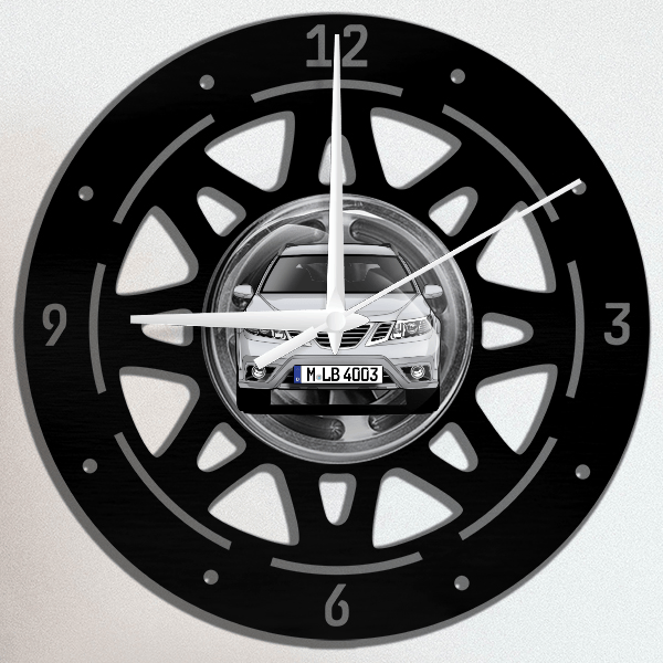 9-3 X Wanduhr personalisiert mit deinem Auto u. Kennzeichen!