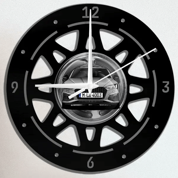 A5 Coupe Wanduhr personalisiert mit deinem Auto u. Kennzeichen!