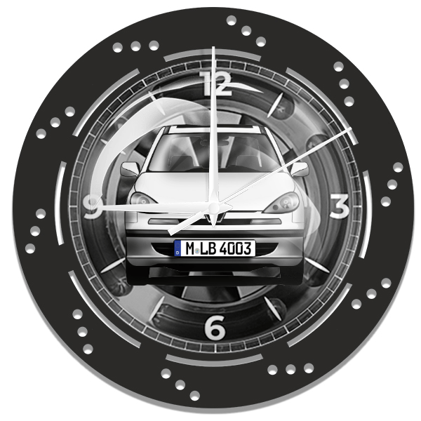 807 Wanduhr personalisiert mit deinem Auto u. Kennzeichen!