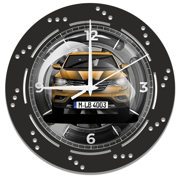 Koleos Wanduhr personalisiert mit deinem Auto u. Kennzeichen!