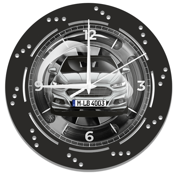 Mondeo Limousine Wanduhr personalisiert mit deinem Auto u. Kennzeichen!