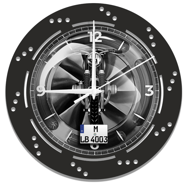 R 51 3 Wanduhr personalisiert mit deinem Motorrad u. Kennzeichen!