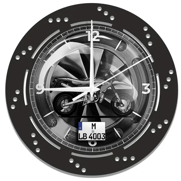 SX 50 Wanduhr personalisiert mit deinem Motorrad u. Kennzeichen!