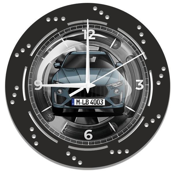 Levante Trofeo Wanduhr personalisiert mit deinem Auto u. Kennzeichen!