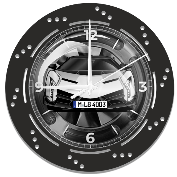Veneno Roadster Wanduhr personalisiert mit deinem Auto u. Kennzeichen!