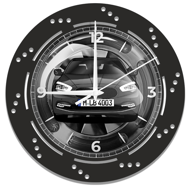 K9 Wanduhr personalisiert mit deinem Auto u. Kennzeichen!