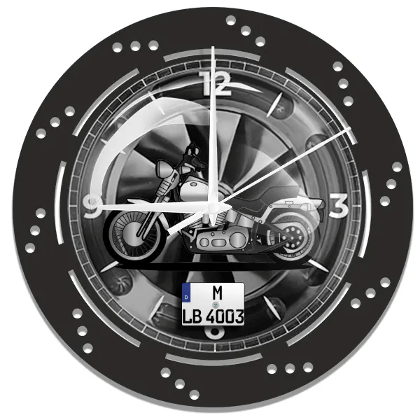 FXST Softail Wanduhr personalisiert mit deinem Motorrad u. Kennzeichen!