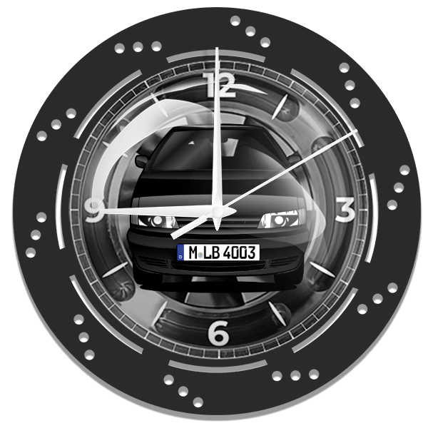 Previa Wanduhr personalisiert mit deinem Auto u. Kennzeichen!