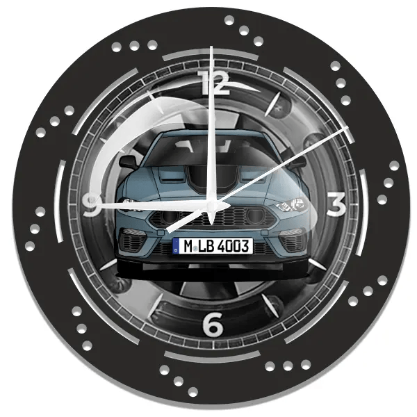 Mustang Mach 1 Wanduhr personalisiert mit deinem Auto u. Kennzeichen!