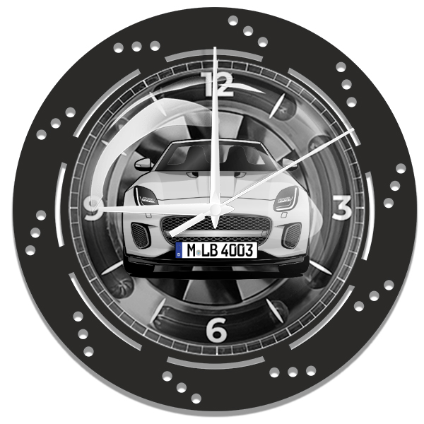 F-Type Cabriolet Wanduhr personalisiert mit deinem Auto u. Kennzeichen!