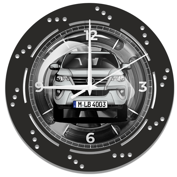 Fortuner Wanduhr personalisiert mit deinem Auto u. Kennzeichen!