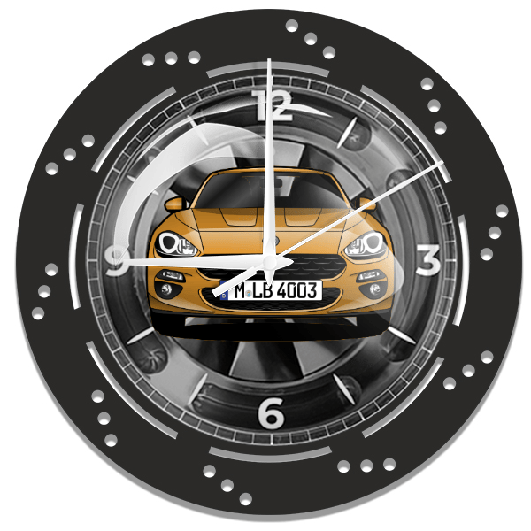 124 Spider Wanduhr personalisiert mit deinem Auto u. Kennzeichen!