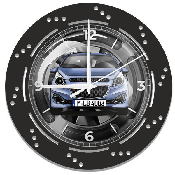 Spark Wanduhr personalisiert mit deinem Auto u. Kennzeichen!