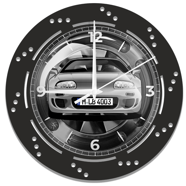 Supra Wanduhr personalisiert mit deinem Auto u. Kennzeichen!