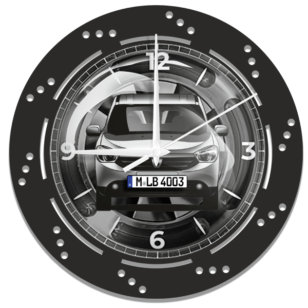 Lodgy Kombi Wanduhr personalisiert mit deinem Auto u. Kennzeichen!