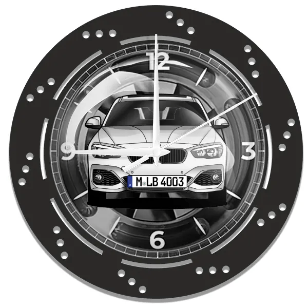 1er Reihe Hatchback (F20) Wanduhr personalisiert mit deinem Auto u. Kennzeichen!