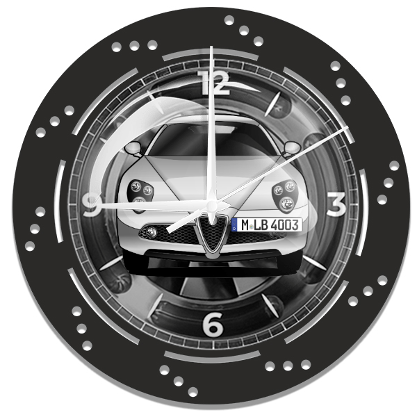 8C Coupe Wanduhr personalisiert mit deinem Auto u. Kennzeichen!