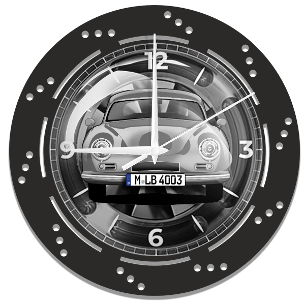 356 C Coupe Wanduhr personalisiert mit deinem Auto u. Kennzeichen!