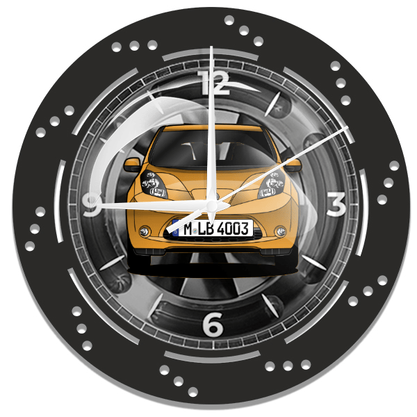 Leaf Wanduhr personalisiert mit deinem Auto u. Kennzeichen!