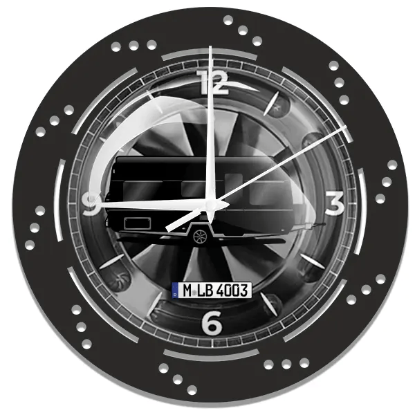 510 TF Wanduhr personalisiert mit deinem Campinganhänger u. Kennzeichen!