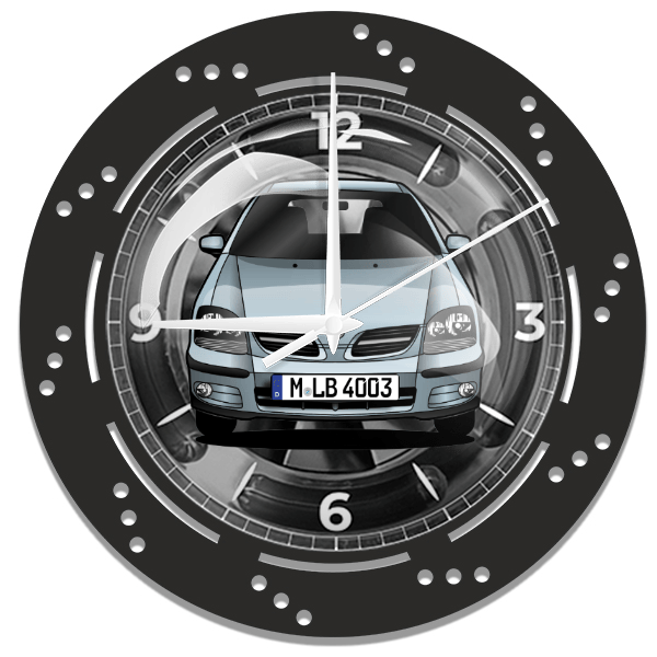 Almera Tino Wanduhr personalisiert mit deinem Auto u. Kennzeichen!