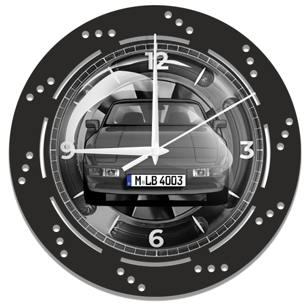 924 Coupe Wanduhr personalisiert mit deinem Auto u. Kennzeichen!