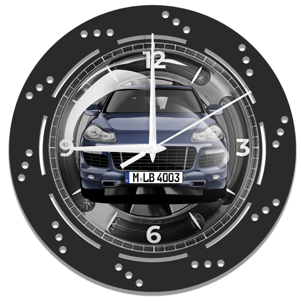 Cayenne Wanduhr personalisiert mit deinem Auto u. Kennzeichen!