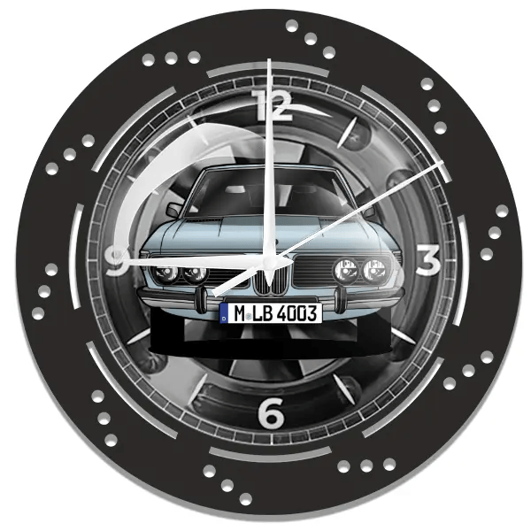 3er Reihe Limousine Wanduhr personalisiert mit deinem Auto u. Kennzeichen!
