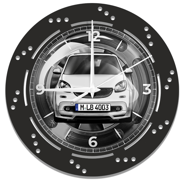 ForTwo Brabus Wanduhr personalisiert mit deinem Auto u. Kennzeichen!