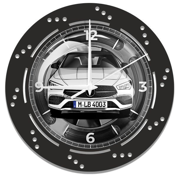 CLA Wanduhr personalisiert mit deinem Auto u. Kennzeichen!