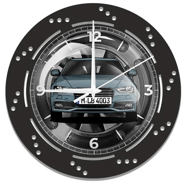 S4 Avant Wanduhr personalisiert mit deinem Auto u. Kennzeichen!