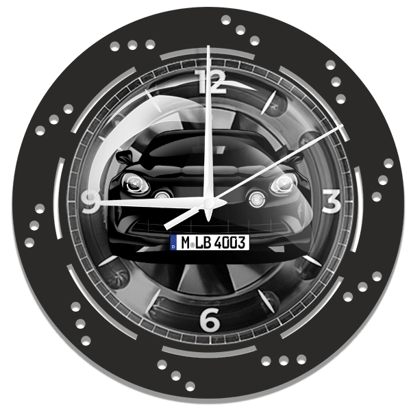 A110 Wanduhr personalisiert mit deinem Auto u. Kennzeichen!