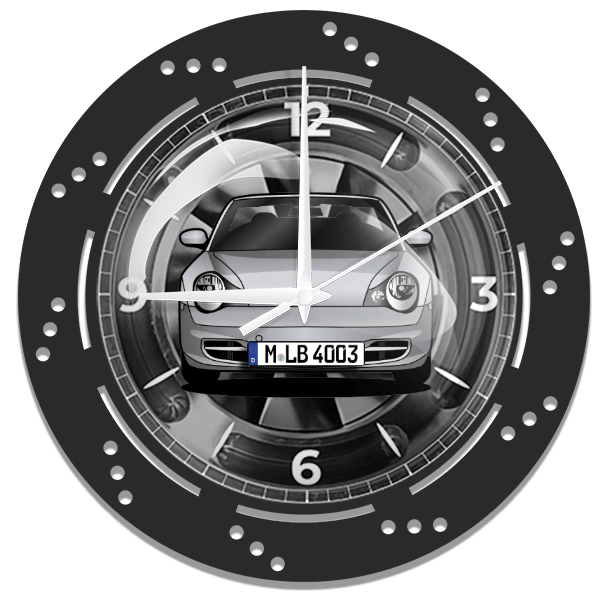 911 996 Cabriolet Wanduhr personalisiert mit deinem Auto u. Kennzeichen!