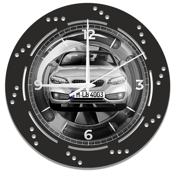 2er Reihe Cabriolet Wanduhr personalisiert mit deinem Auto u. Kennzeichen!