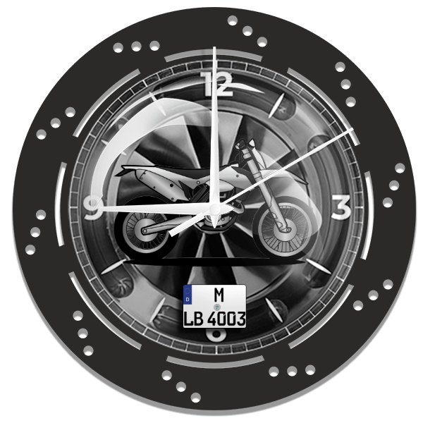 450 EXC Wanduhr personalisiert mit deinem Motorrad u. Kennzeichen!