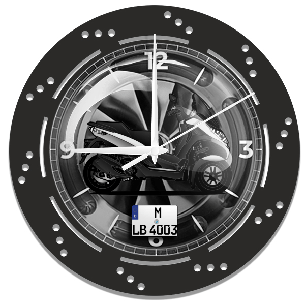 MP3 821 Wanduhr personalisiert mit deinem Motorrad u. Kennzeichen!