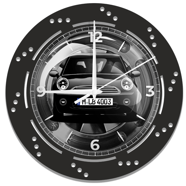 Clubman Cooper Wanduhr personalisiert mit deinem Auto u. Kennzeichen!